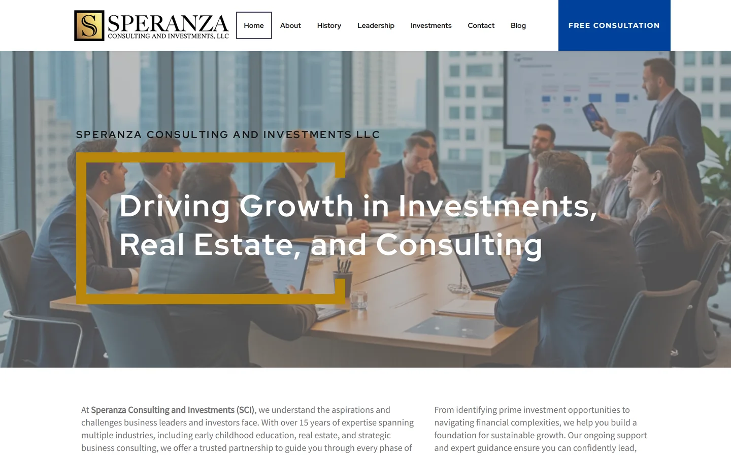 Speranza Consulting — screenshot